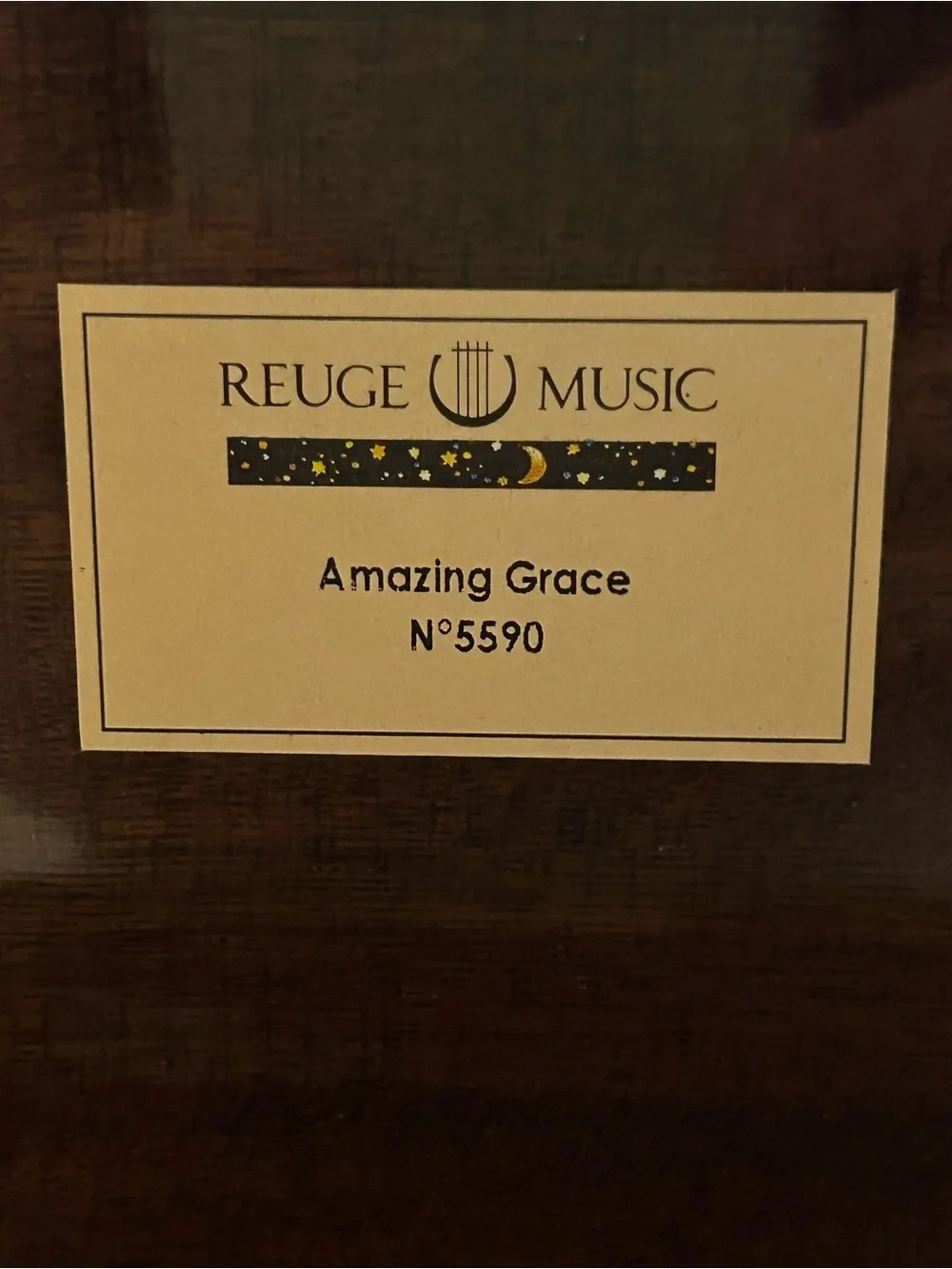 REUGE Swiss Music Jewelry Box Amazing Grace Italian Floral Inlay Burl Wood Vtg